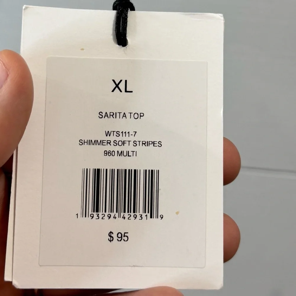 Onia | NWT Sarita Shimmer Soft Stripes Bikini Top Size XL